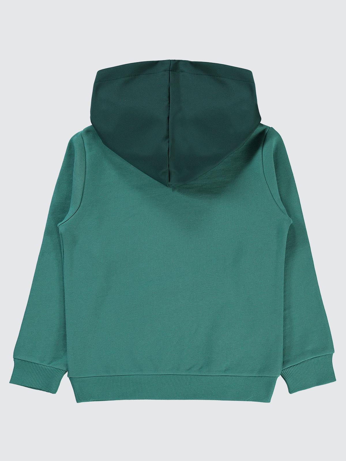 Pierre Cardin PC Baskılı Sweatshirt | 3 İp Uzun Kol Kapşonlu Baskılı | Okul Kreş ve Günlük Kullanım - Yeşil