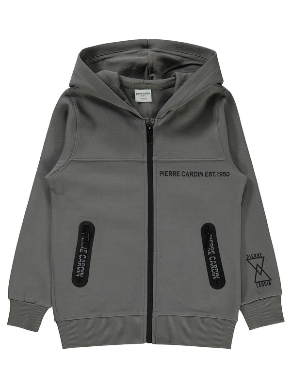 Pierre Cardin Fermuar Cepli 6-9 Yaş Hırka - Gri