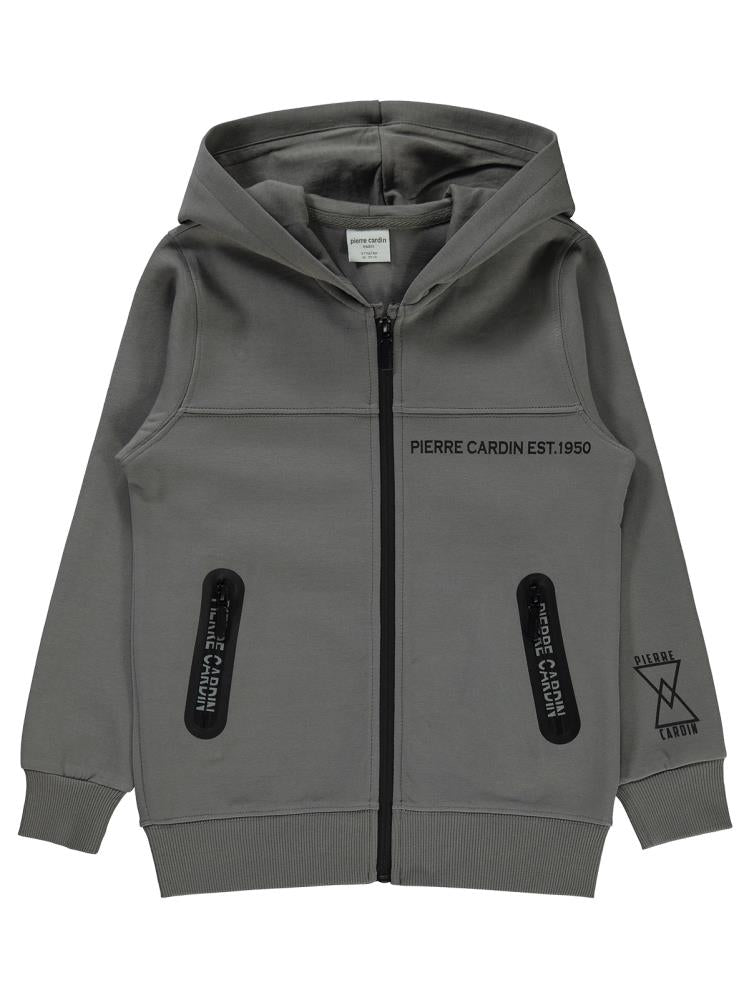 Pierre Cardin Fermuar Cepli 6-9 Yaş Hırka - Gri