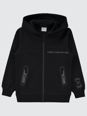 Pierre Cardin Fermuar Cepli 10-12 Yaş Hırka - Siyah
