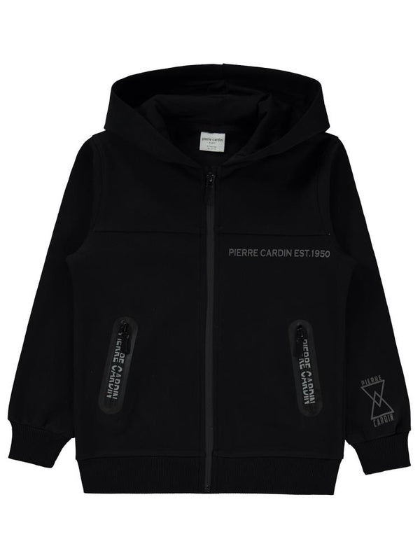 Pierre Cardin Fermuar Cepli 6-9 Yaş Hırka - Siyah