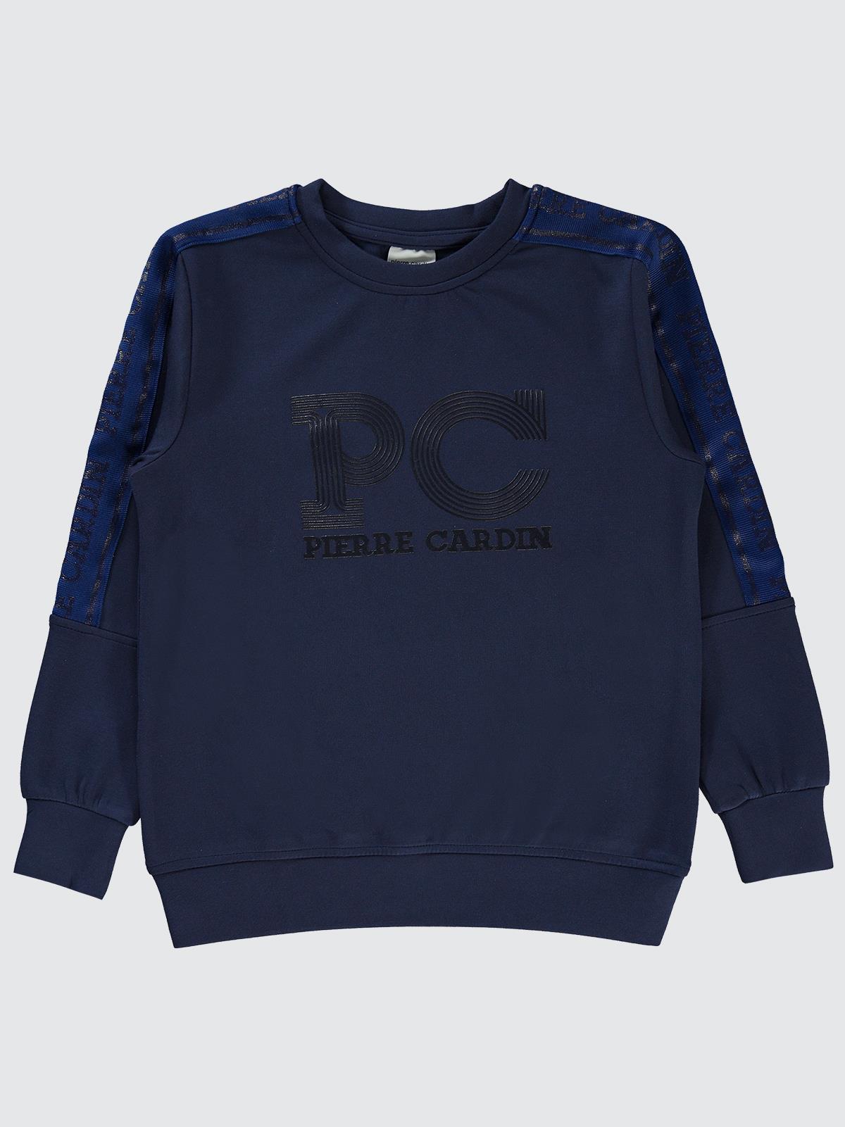 Pierre Cardin PC Baskılı Sweatshirt | Modal Uzun Kol Bisiklet Yaka | Okul Kreş ve Günlük Kullanım - Lacivert