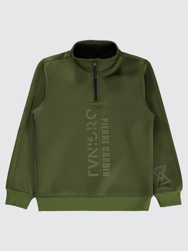 Pierre Cardin Original Baskılı 10-12 Yaş Sweatshirt - Haki