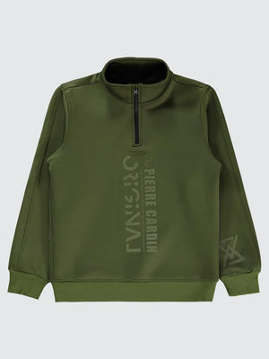 Pierre Cardin Original Baskılı 10-12 Yaş Sweatshirt - Haki