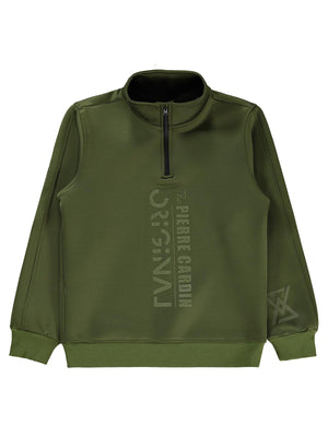 Pierre Cardin Original Baskılı 10-12 Yaş Sweatshirt - Haki