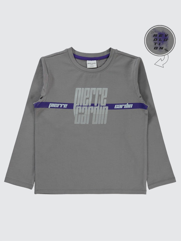 Pierre Cardin Sırtı Revolutıon Baskılı 6-9 Yaş Sweatshirt - Gri