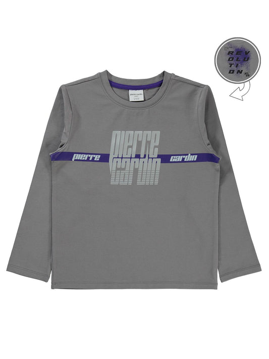Pierre Cardin Sırtı Revolutıon Baskılı Sweatshirt | Süprem Uzun Kol | Okul Kreş ve Günlük Kullanım - Gri