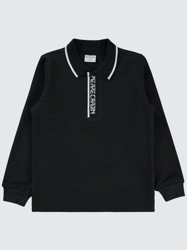 Pierre Cardin Yakası Pıerre Cardın Baskılı 6-9 Yaş Sweatshirt - Siyah