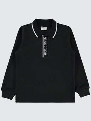 Pierre Cardin Yakası Pıerre Cardın Baskılı 6-9 Yaş Sweatshirt - Siyah