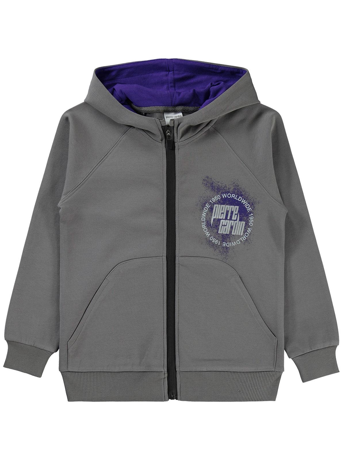 Pierre Cardin 1950 Worldwıde Baskılı 6-9 Yaş Hırka - Gri