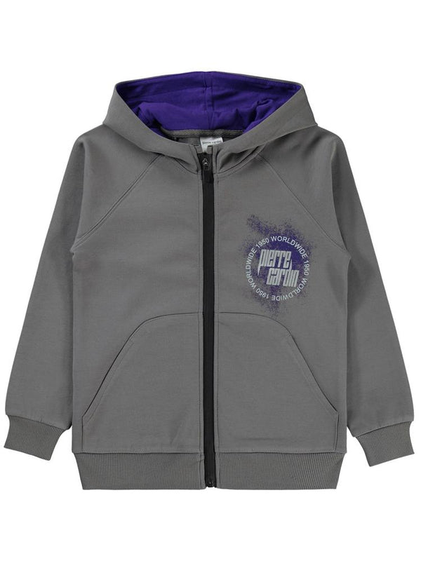 Pierre Cardin 1950 Worldwıde Baskılı 6-9 Yaş Hırka - Gri