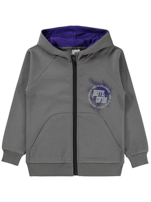 Pierre Cardin 1950 Worldwıde Baskılı 6-9 Yaş Hırka - Gri