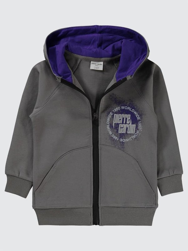 Pierre Cardin 1950 Worldwıde Baskılı 2-5 Yaş Hırka - Gri