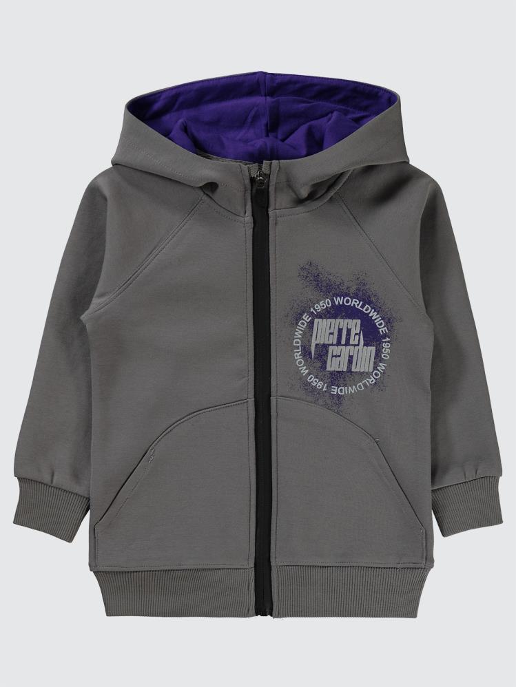 Pierre Cardin 1950 Worldwıde Baskılı 2-5 Yaş Hırka - Gri