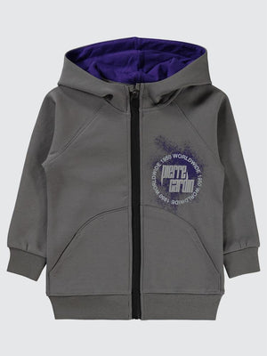 Pierre Cardin 1950 Worldwıde Baskılı 2-5 Yaş Hırka - Gri