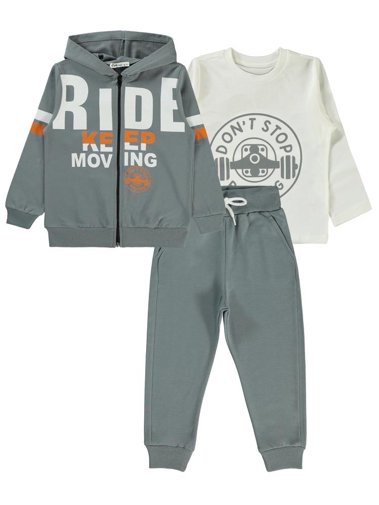 Civil Boys 3' lü 6-9 Yaş Eşofman Takımı - Gri