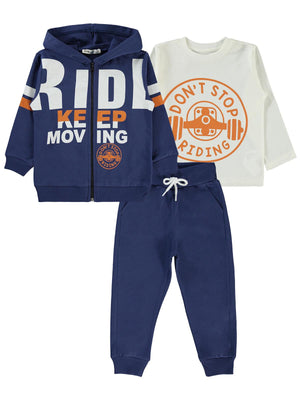 Civil Boys 3' lü 2-5 Yaş Eşofman Takımı - Mavi