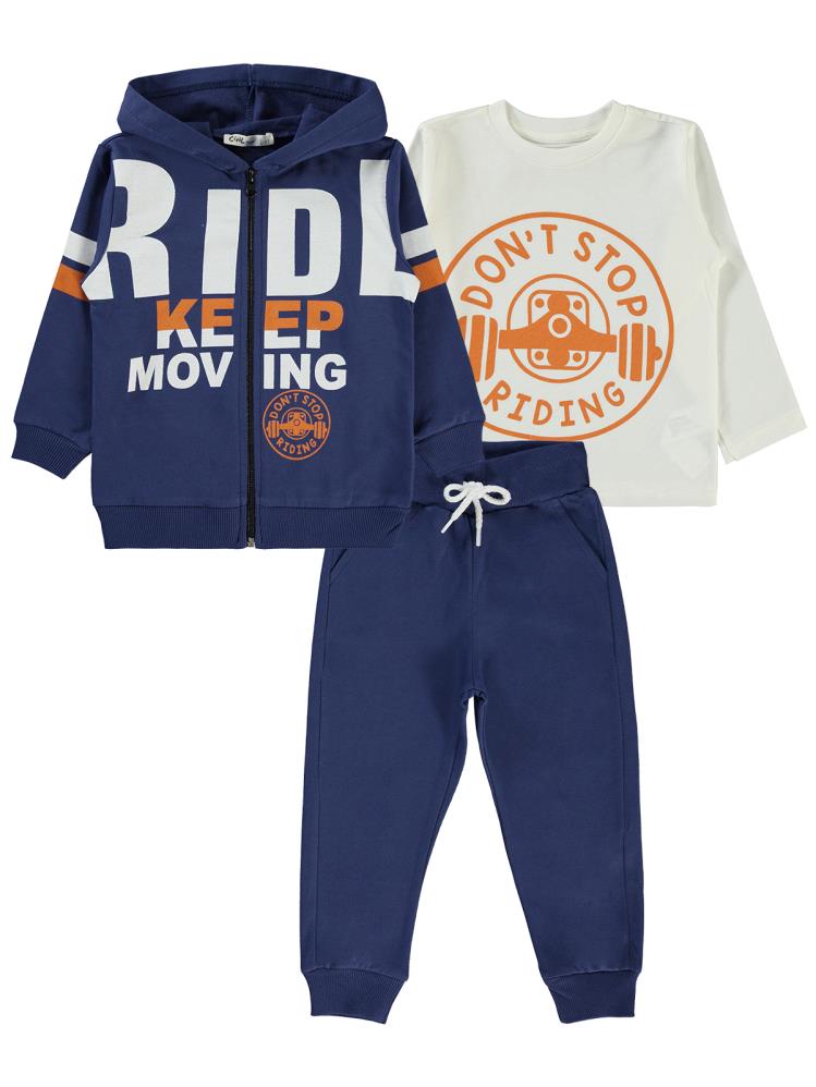 Civil Boys 3' lü 2-5 Yaş Eşofman Takımı - Mavi