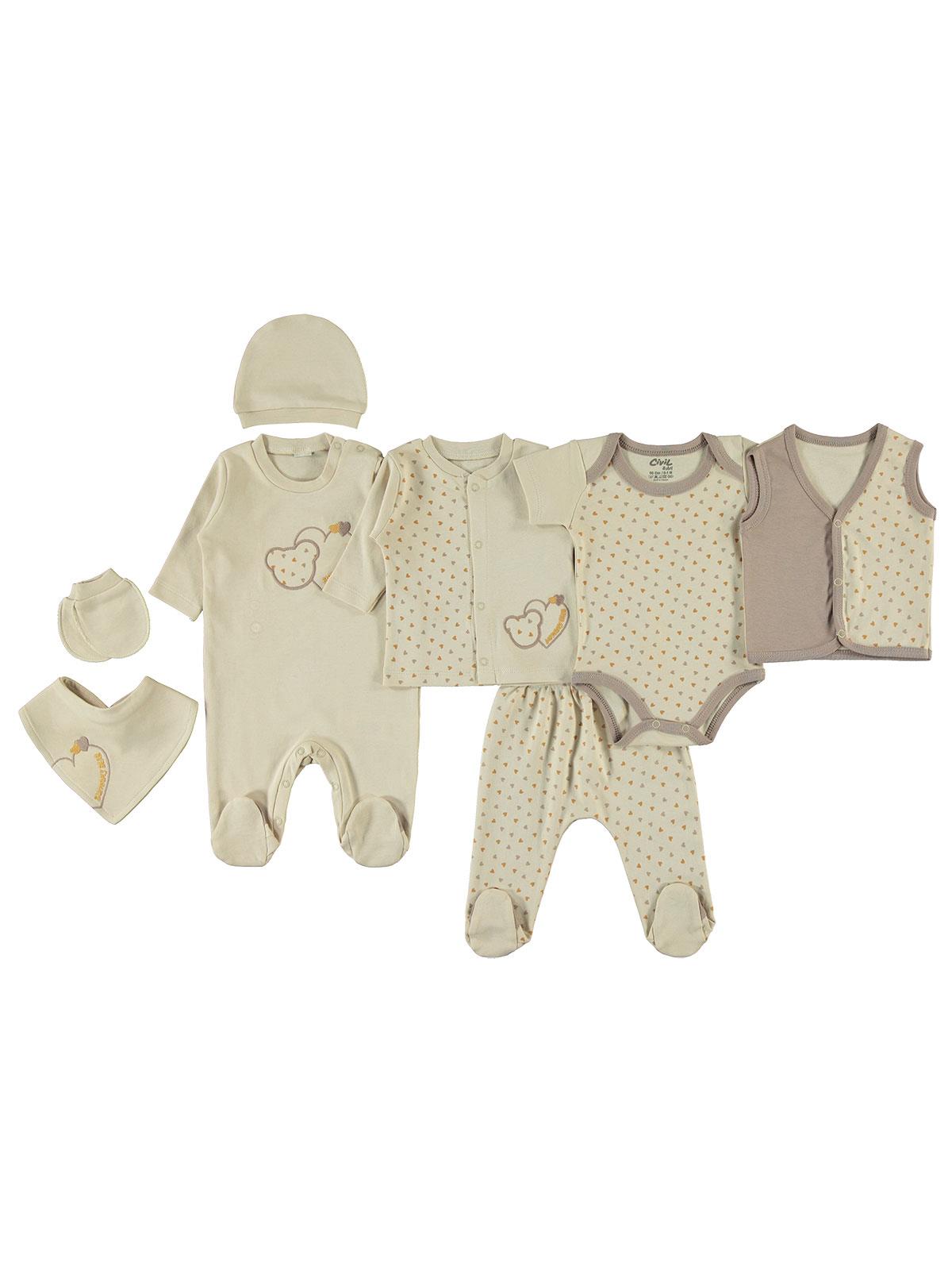 Civil Baby Kız Bebek 8'li Zıbın Setleri 0-1 Ay - Kahverengi