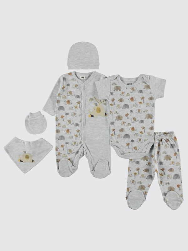 Civil Baby Erkek Bebek 6'lı Zıbın Setleri 0-1 Ay - Gri