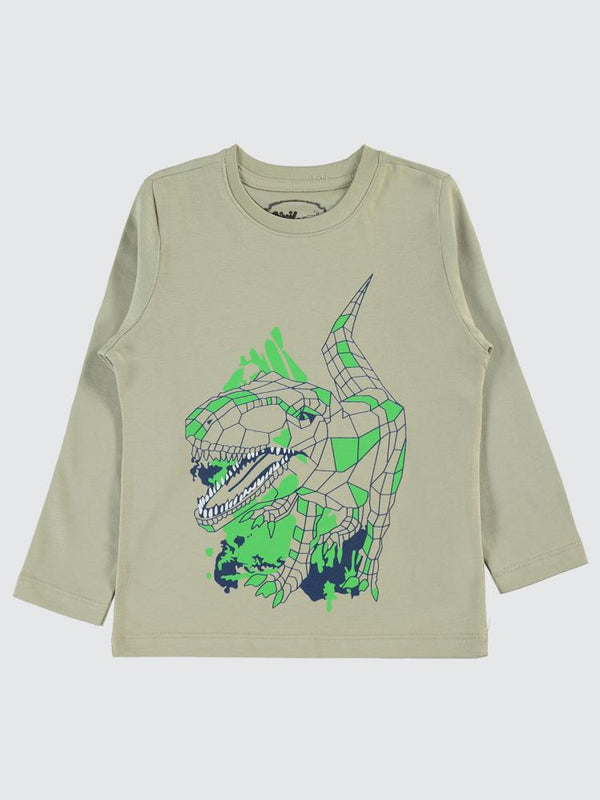 Civil Boys Geometrik Dino Baskılı 2-5 Yaş Sweatshirt - Yeşil