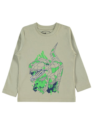 Civil Boys Geometrik Dino Baskılı 2-5 Yaş Sweatshirt - Yeşil