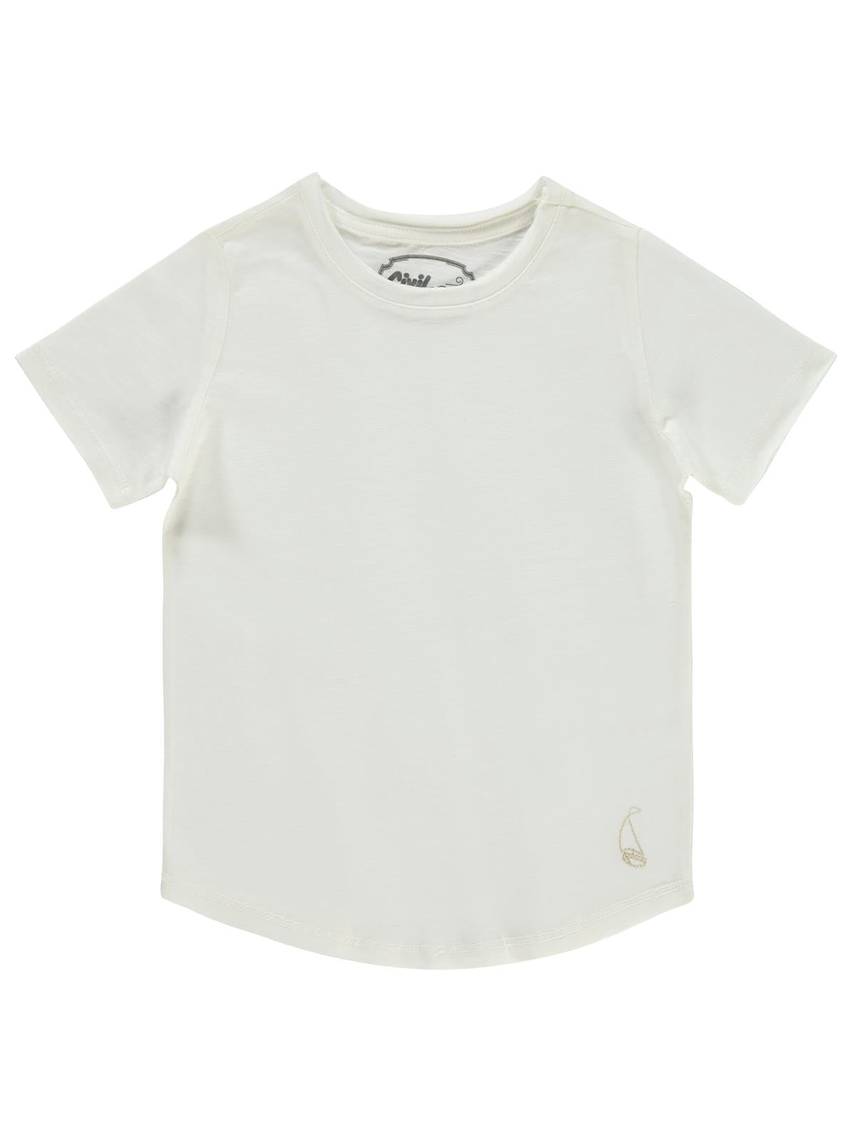 Civil Boys Flamlı Yelkenli Nakışlı 2-5 Yaş Tişört - Ekru