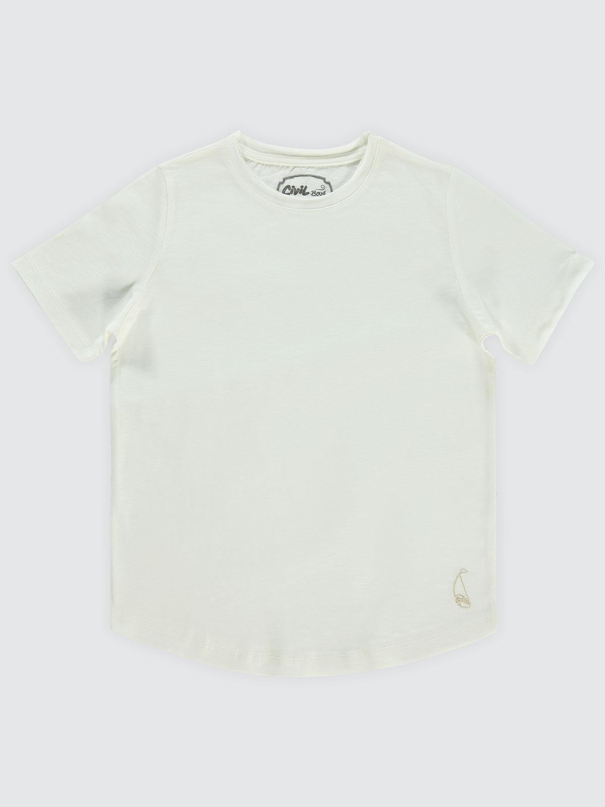 Civil Boys Flamlı Yelkenli Nakışlı 10-13 Yaş Tişört - Ekru