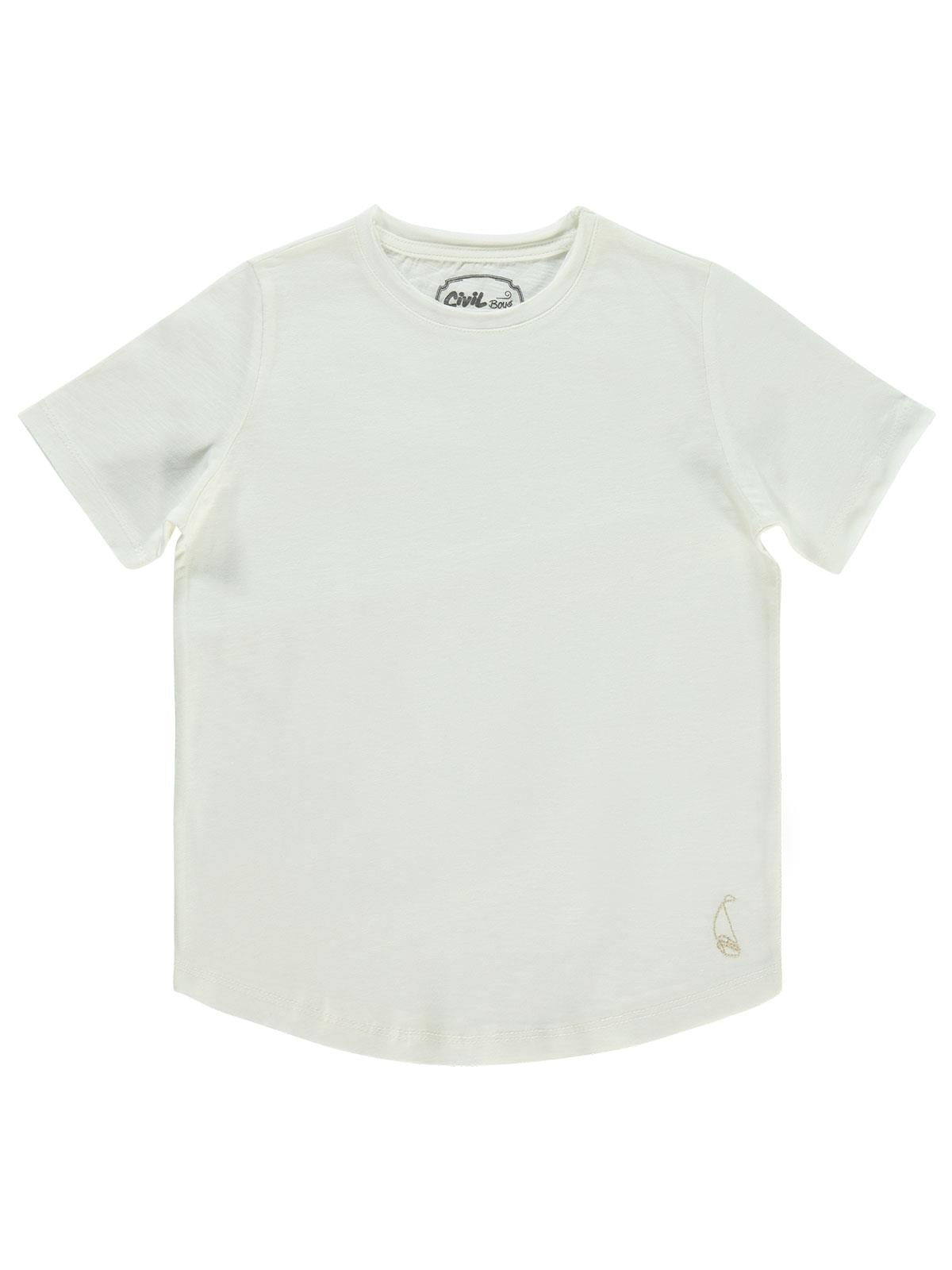 Civil Boys Flamlı Yelkenli Nakışlı 6-9 Yaş Tişört - Ekru