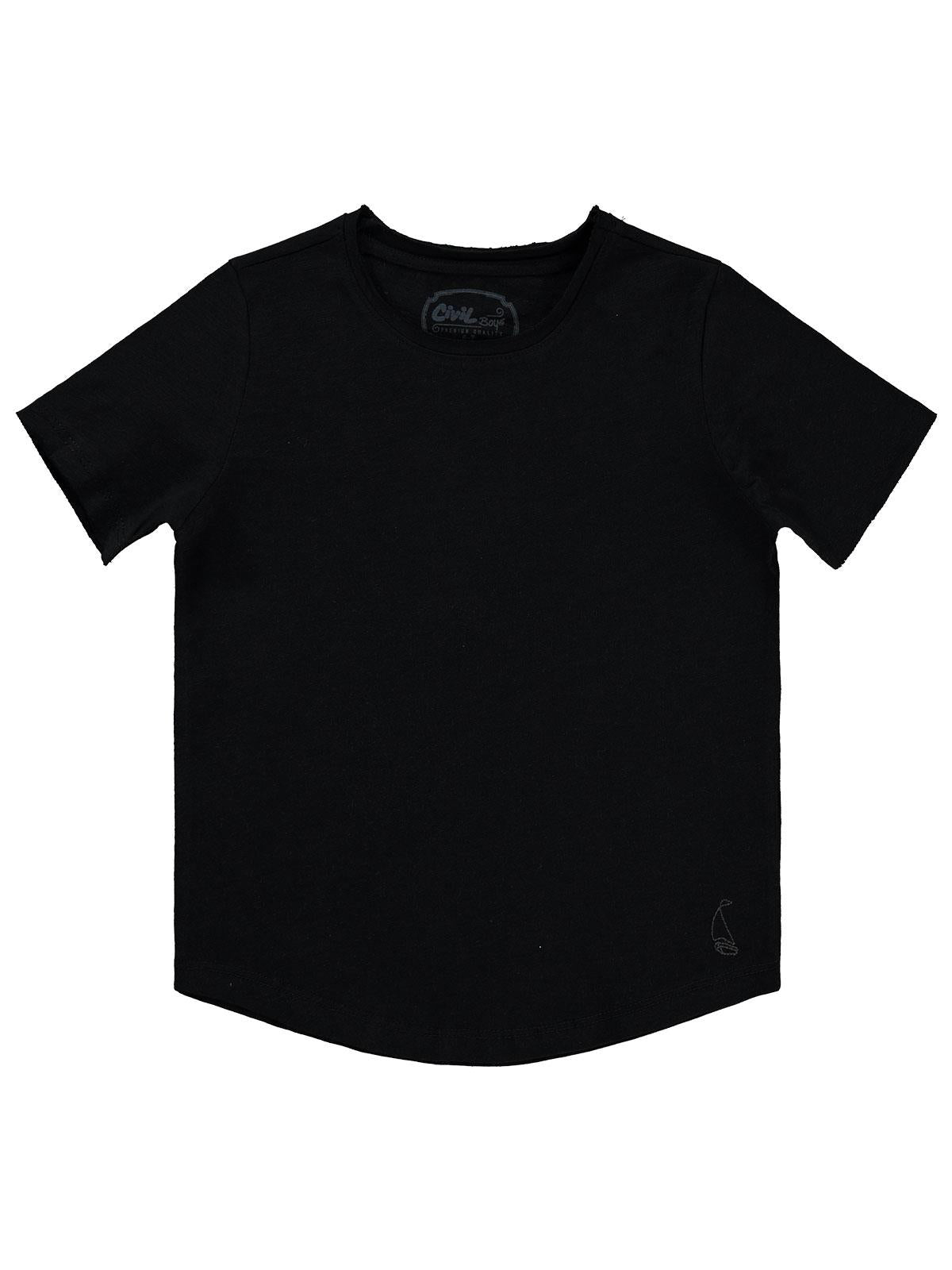 Civil Boys Flamlı Yelkenli Nakışlı 6-9 Yaş Tişört - Siyah
