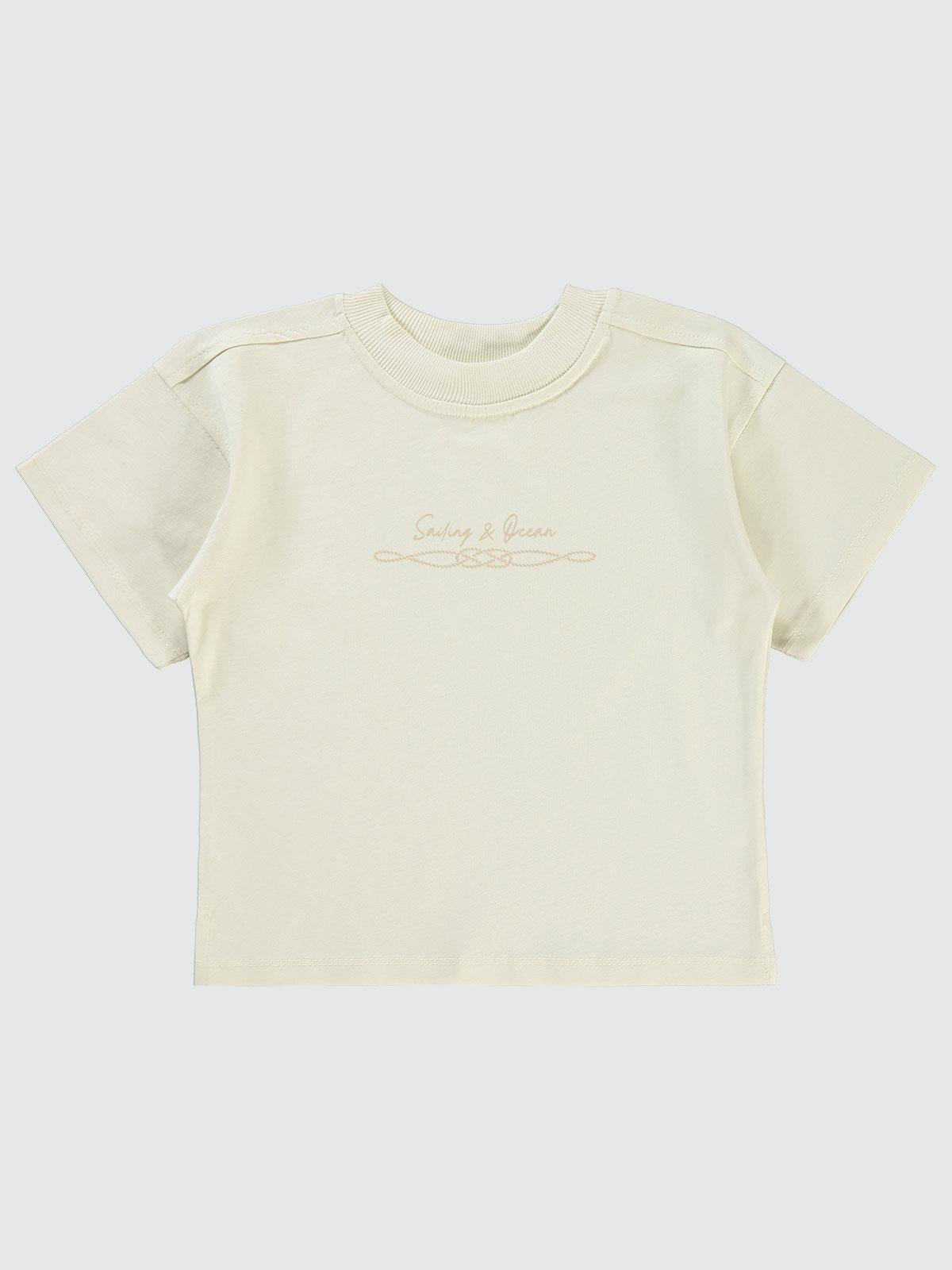 Civil Boys Sailing Baskılı Oversize 2-5 Yaş Tişört - Fil Dişi