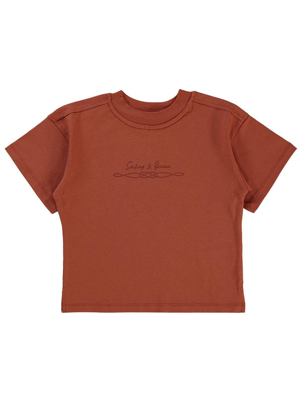 Civil Boys Sailing Baskılı Oversize 2-5 Yaş Tişört - Turuncu