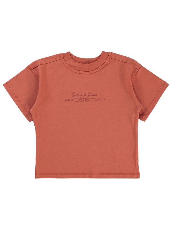 Civil Boys Sailing Baskılı Oversize 2-5 Yaş Tişört - Turuncu