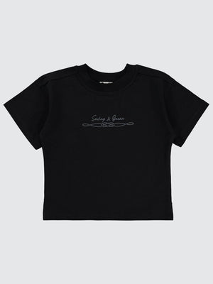 Civil Boys Sailing Baskılı Oversize 2-5 Yaş Tişört - Siyah