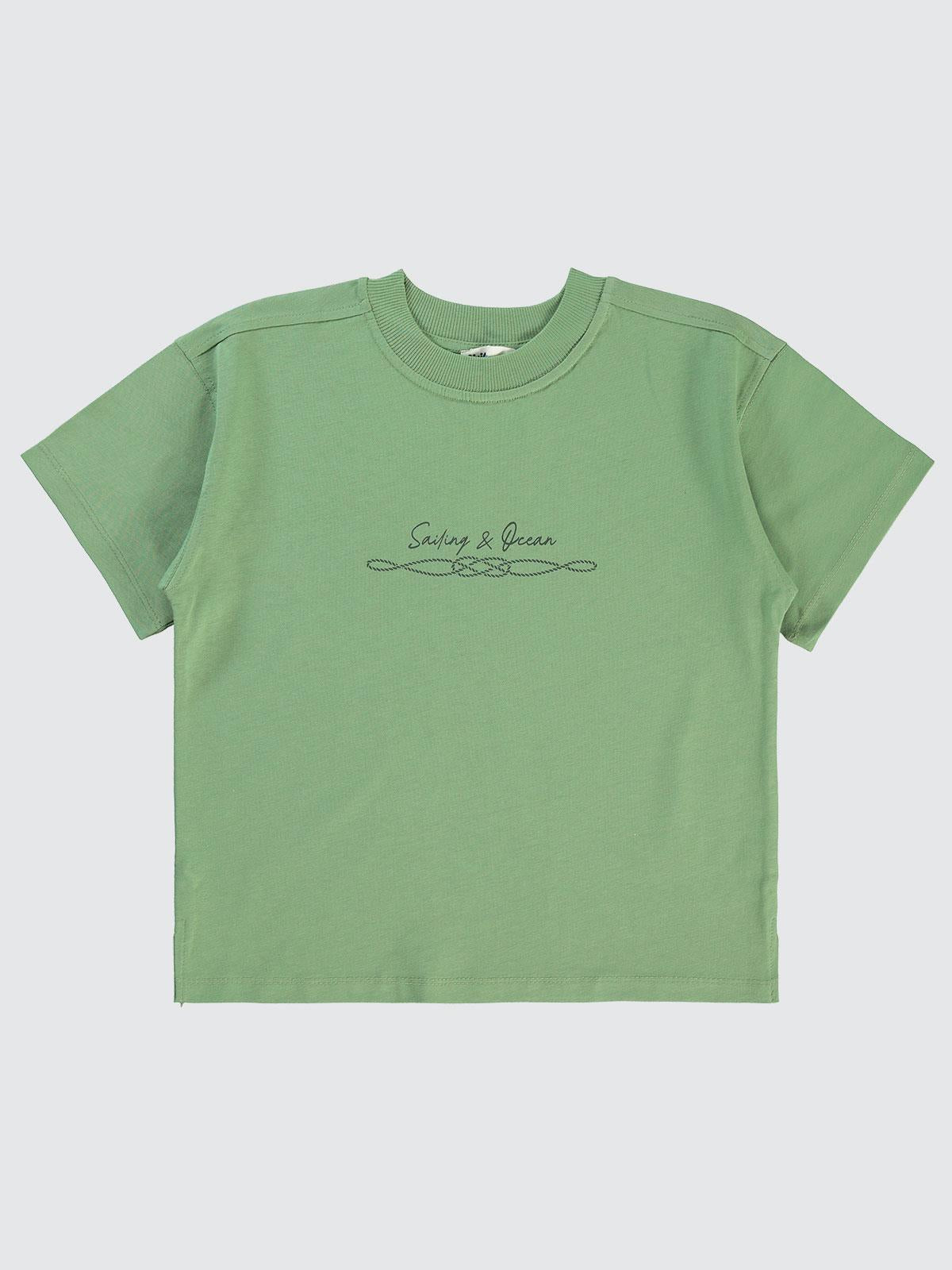 Civil Boys Sailing Baskılı Oversize 6-9 Yaş Tişört - Haki