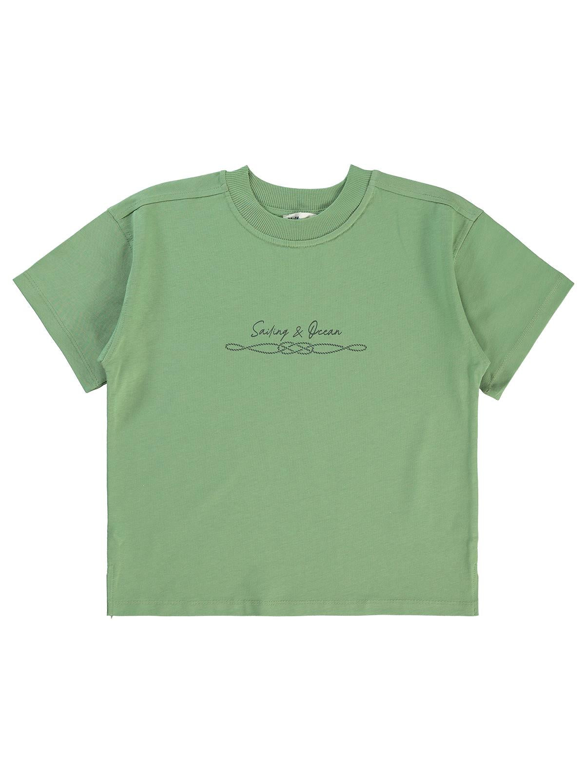 Civil Boys Sailing Baskılı Oversize 10-13 Yaş Tişört - Haki