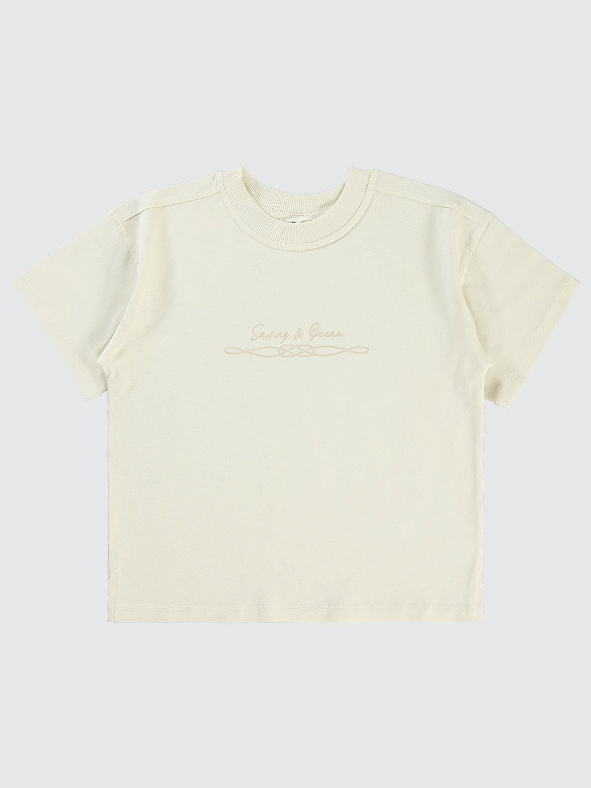 Civil Boys Sailing Baskılı Oversize 6-9 Yaş Tişört - Fil Dişi