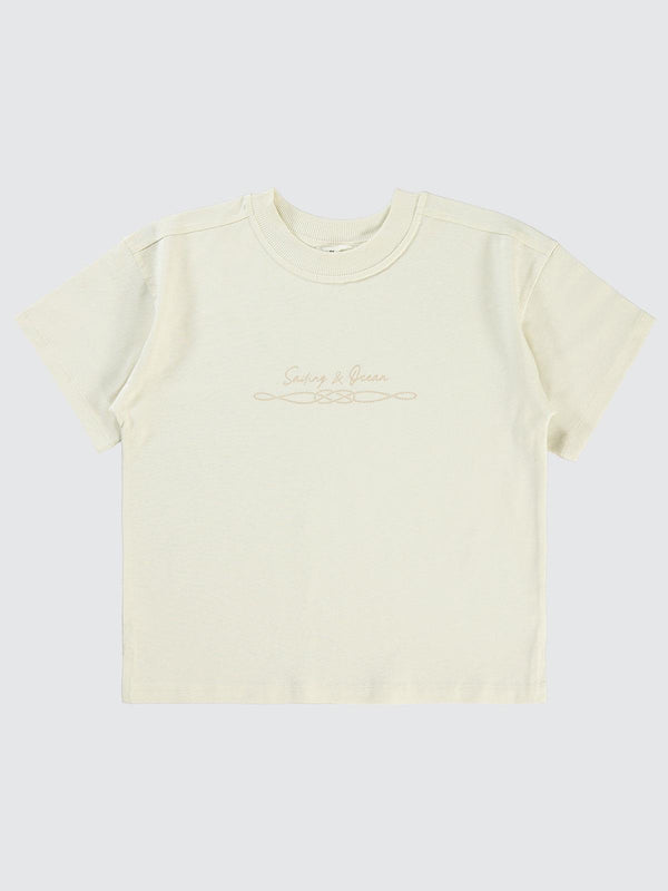 Civil Boys Sailing Baskılı Oversize 6-9 Yaş Tişört - Fil Dişi