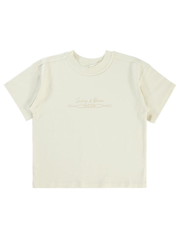 Civil Boys Sailing Baskılı Oversize 10-13 Yaş Tişört - Fil Dişi