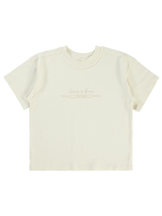 Civil Boys Sailing Baskılı Oversize 10-13 Yaş Tişört - Fil Dişi