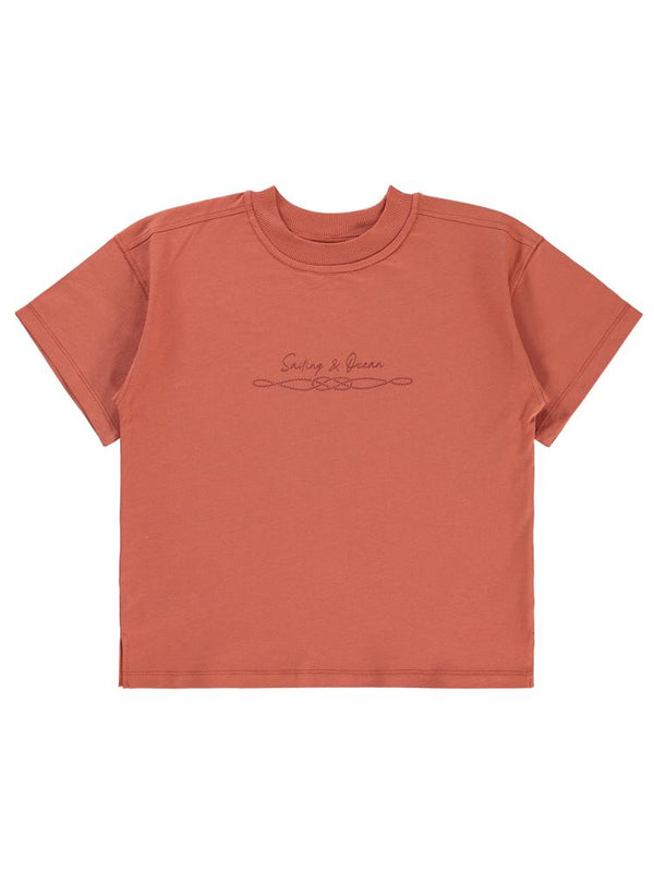Civil Boys Sailing Baskılı Oversize 10-13 Yaş Tişört - Turuncu