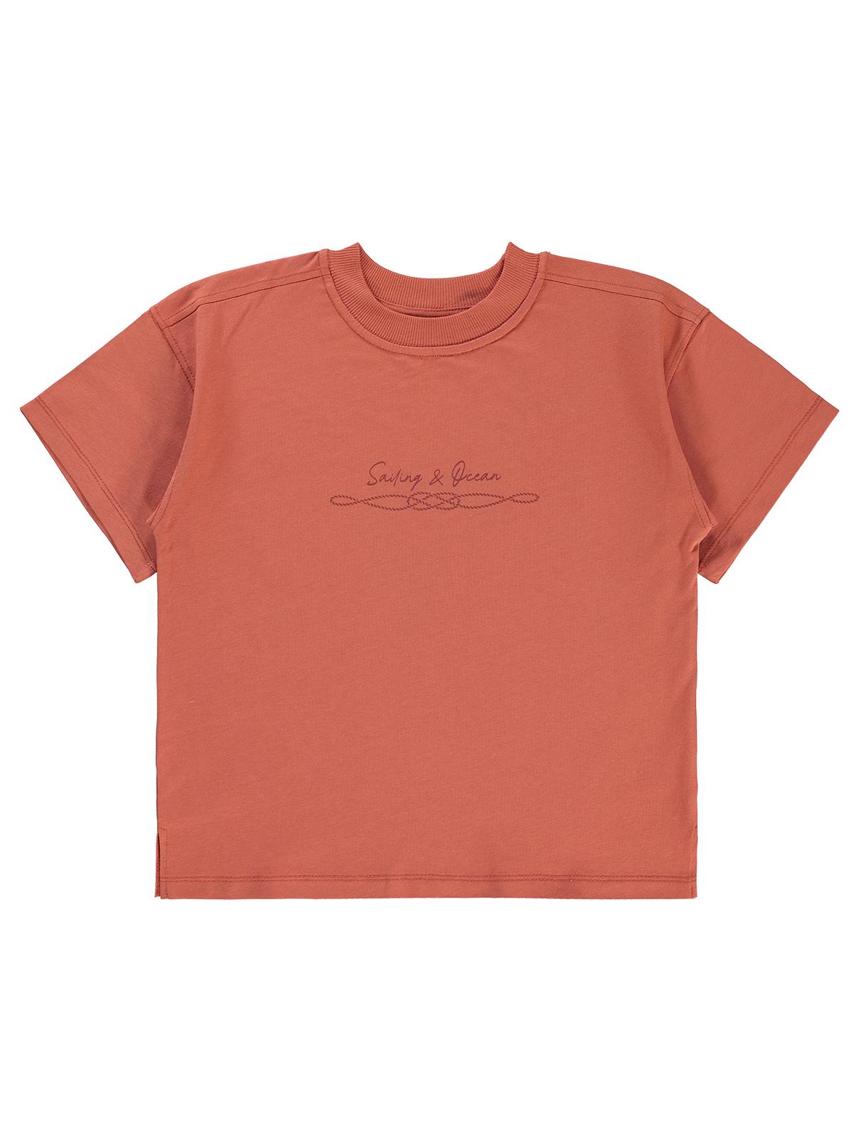 Civil Boys Sailing Baskılı Oversize 10-13 Yaş Tişört - Turuncu