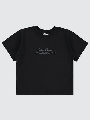 Civil Boys Sailing Baskılı Oversize 6-9 Yaş Tişört - Siyah