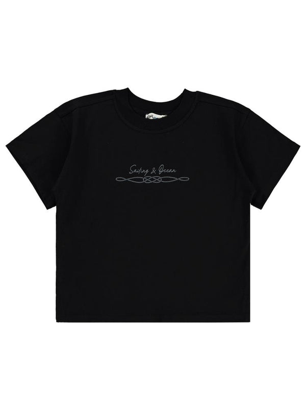 Civil Boys Sailing Baskılı Oversize 10-13 Yaş Tişört - Siyah