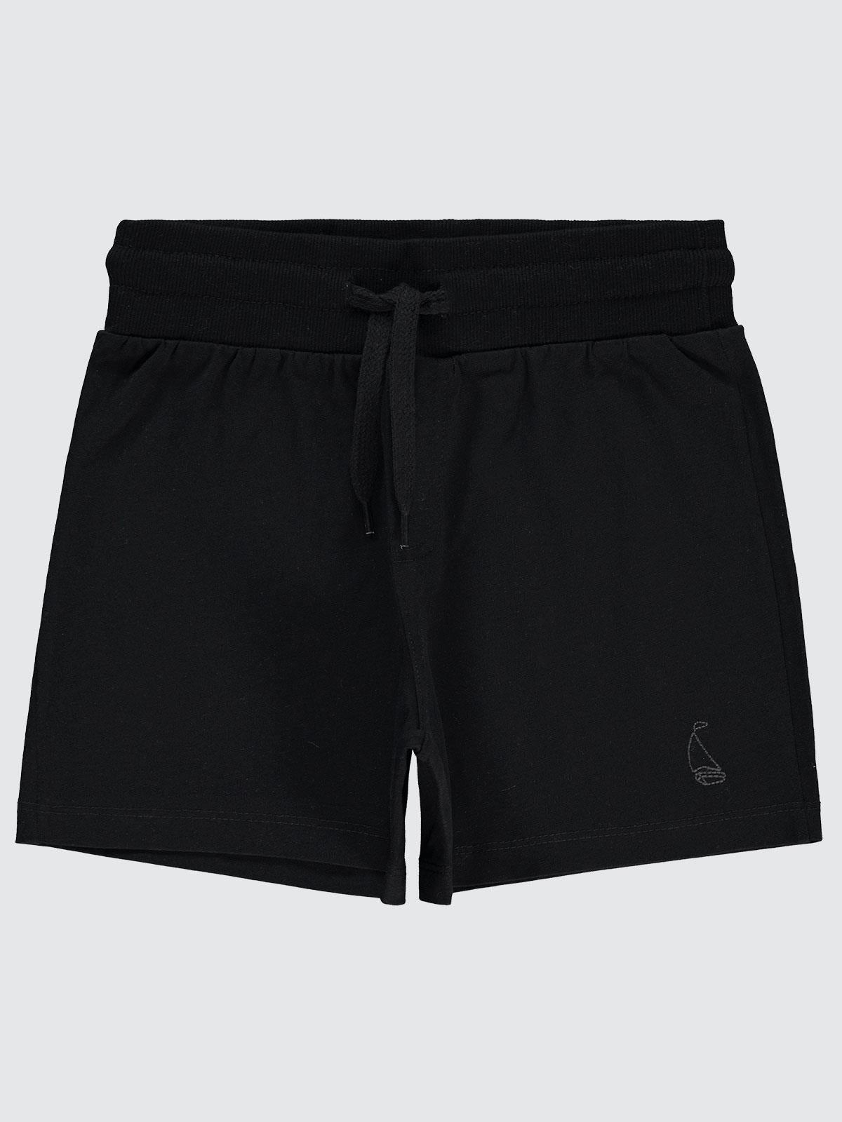 Civil Boys Yelken Nakışlı 10-13 Yaş Şort - Siyah