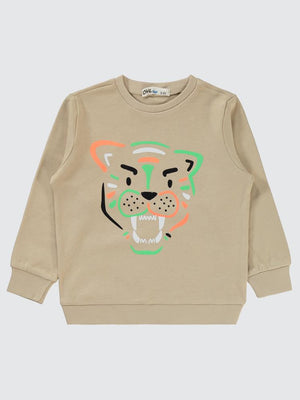 Civil Boys Kaplan Baskılı 2-5 Yaş Sweatshirt - Bej