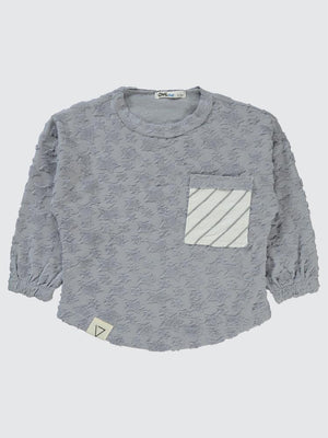 Civil Boys Yıldız Baskılı Çizgili Cepli 2-5 Yaş Sweatshirt - Mavi