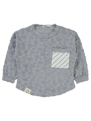 Civil Boys Yıldız Baskılı Çizgili Cepli 2-5 Yaş Sweatshirt - Mavi