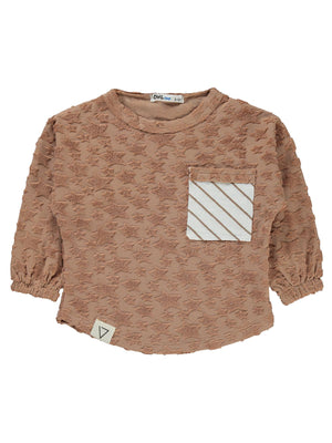 Civil Boys Yıldız Baskılı Çizgili Cepli 2-5 Yaş Sweatshirt - Kahverengi