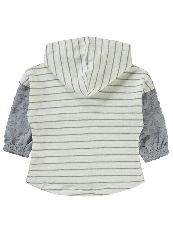 Civil Boys Yıldız Baskılı Çizgili Kapşonlu 2-5 Yaş Sweatshirt - Mavi